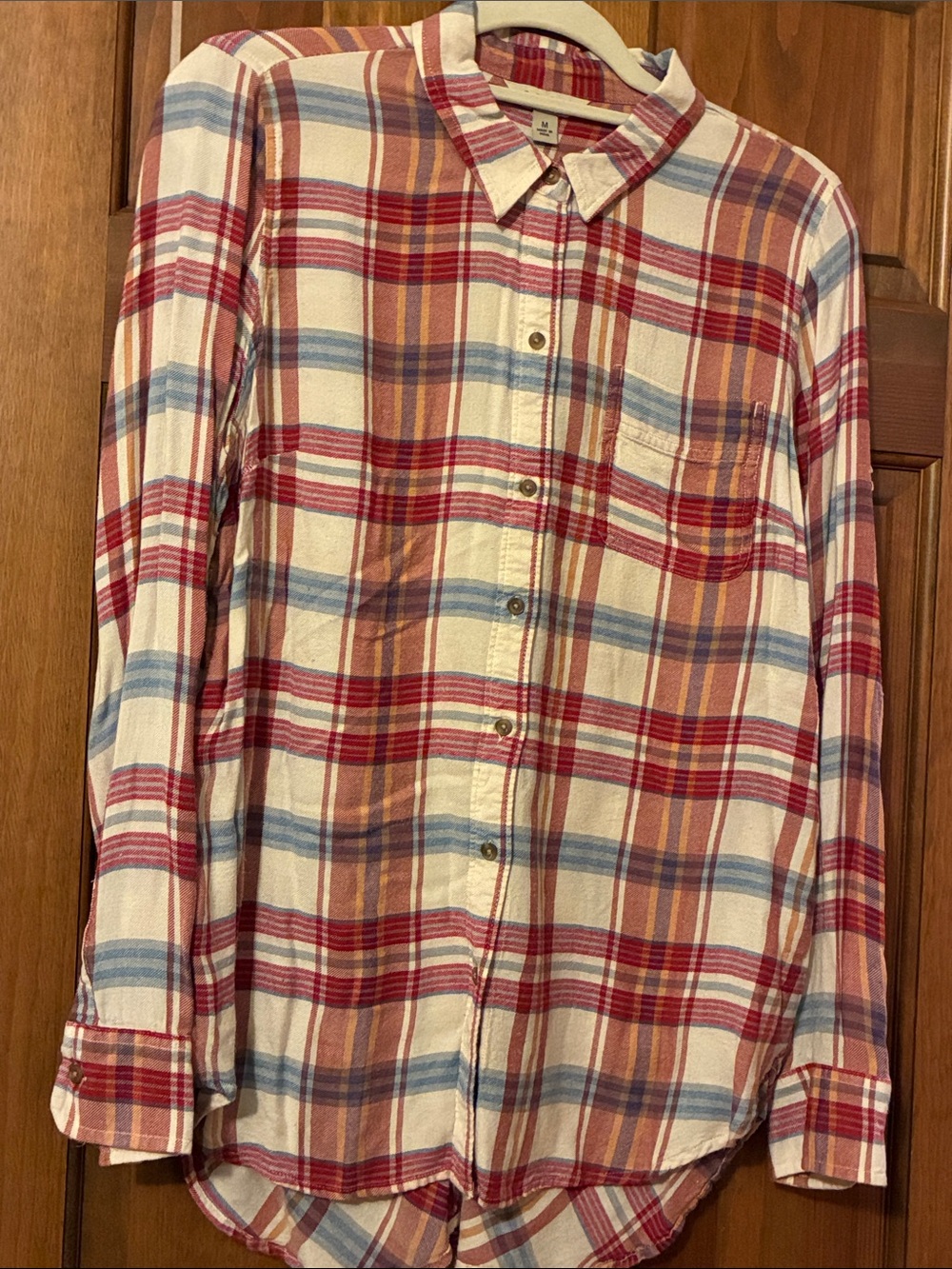 Lucky Brand Plaid Button-Down Shirt in Red, Blue & Tan